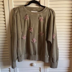 Elegant Rose Embroidered Women's Sweater